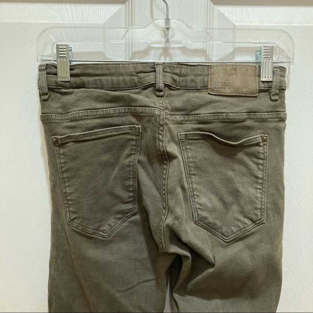 ZARA Olive Green Skinny Jeans Size 6 - Image 8