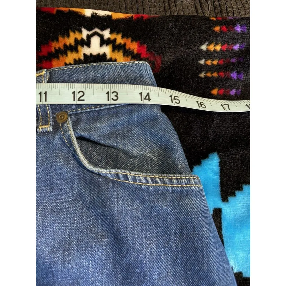 L. L. Bean Denim Midi Skirt No Tag Zip Pockets Slit Logo‎ Size See Measurements Blue - Image 4