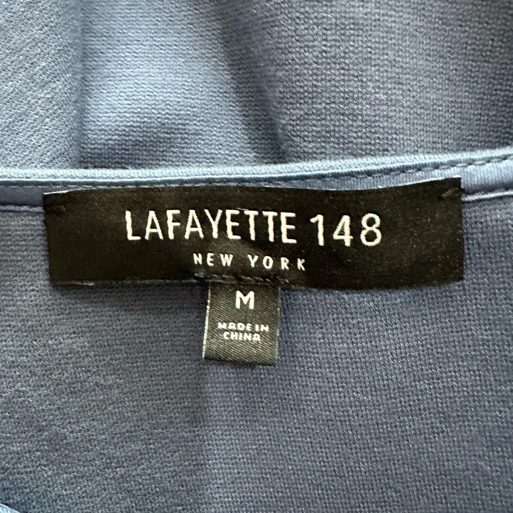Lafayette 148 New York Ink Blue Lotus Shift Dress Size M Workwear Size M - Image 10