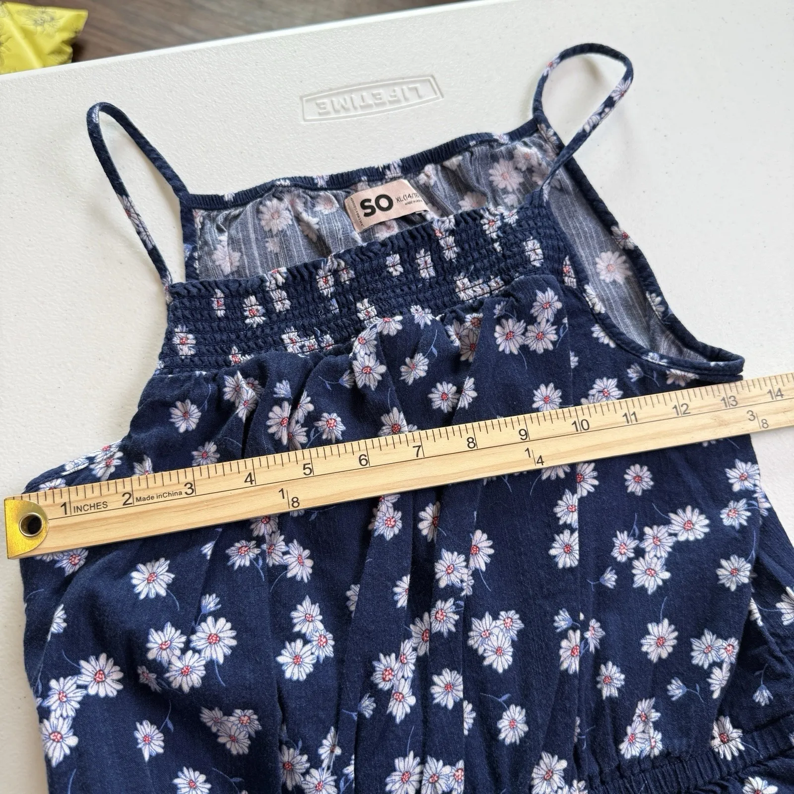 SO Dress‎ Women XLarge Navy Floral Cottagecore Casual Summer Floral Picnic Flowy - Image 5