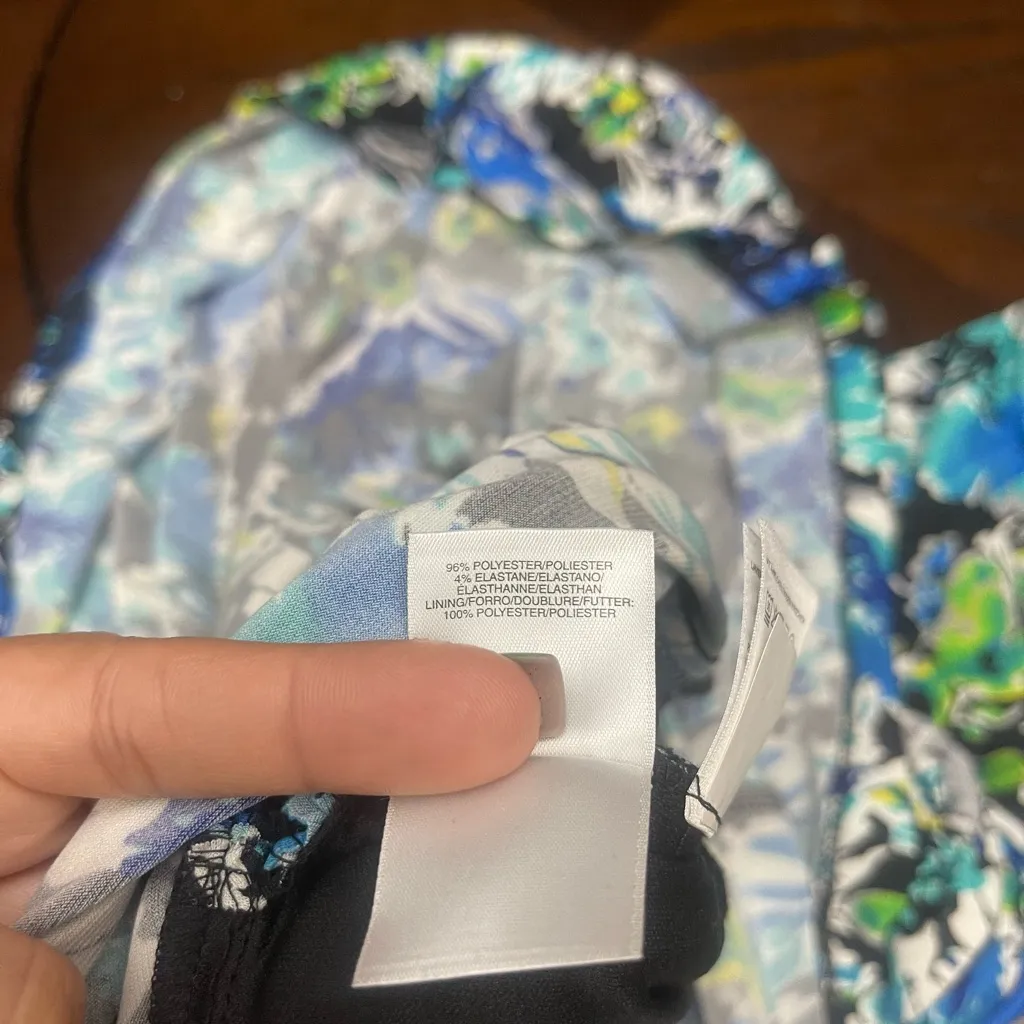 Evan Picone Blue and Green Floral Midi Dress - Image 4