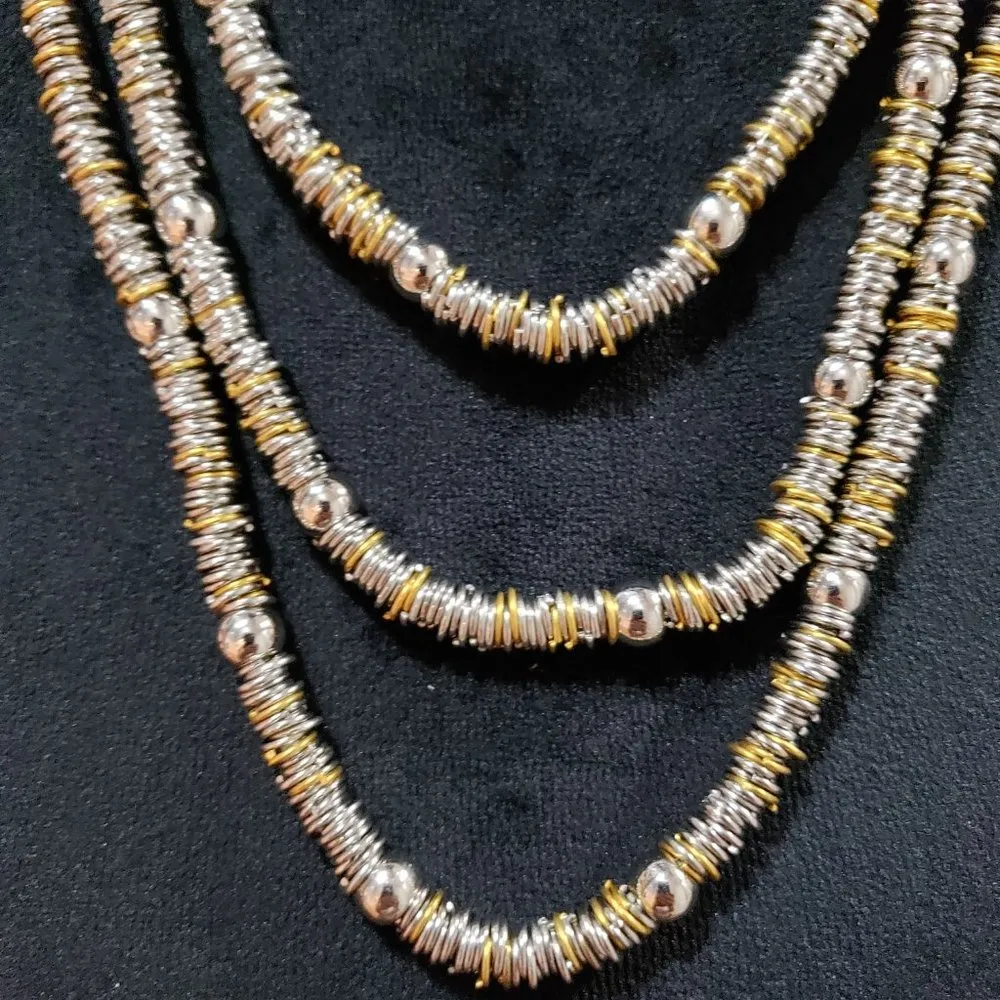 Women Fashion Brass Heishi Beads Ring to Reason Statement Necklace Lobster Clasp - Image 3