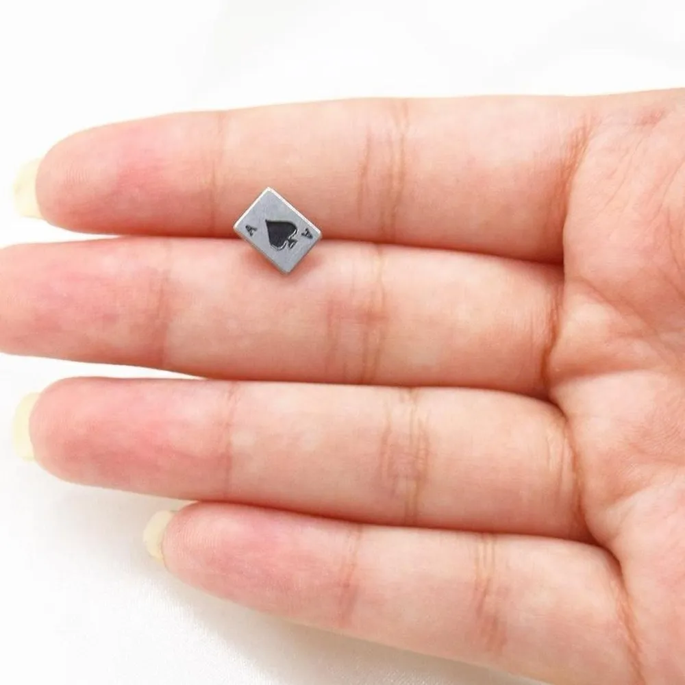 Playing Card Ace Stud Earrings Silver - Image 7