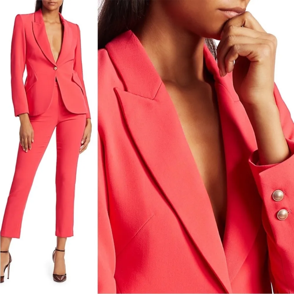 NEW NWT L’AGENCE Chamberlain Blazer Jacket In Hibiscus Coral Red - Image 3