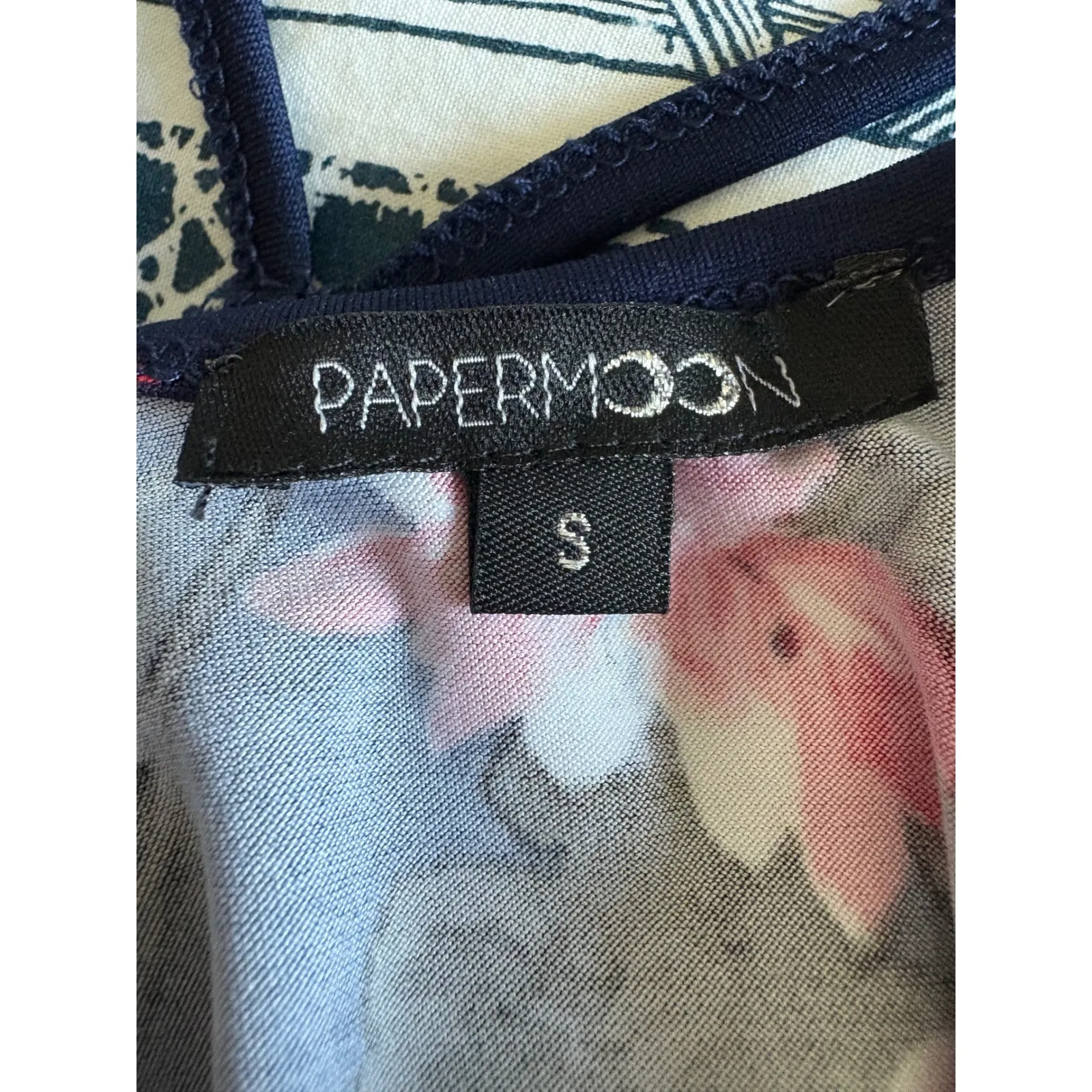 Floral Cami Top‎ Navy Blue Pink Sleeveless Criss Cross Back Casual Tank - Image 5