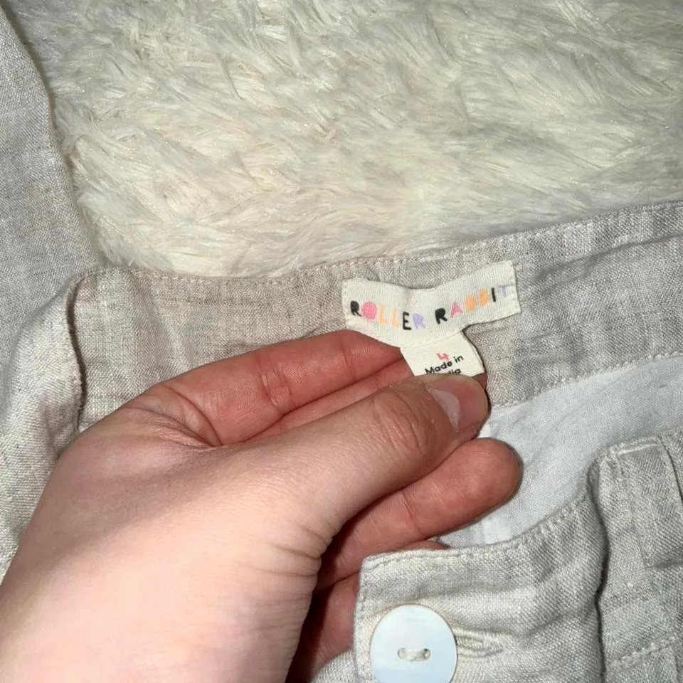 NWOT Roller Rabbit Ivory Linen Pants Size 4 28" Inseam - Image 5