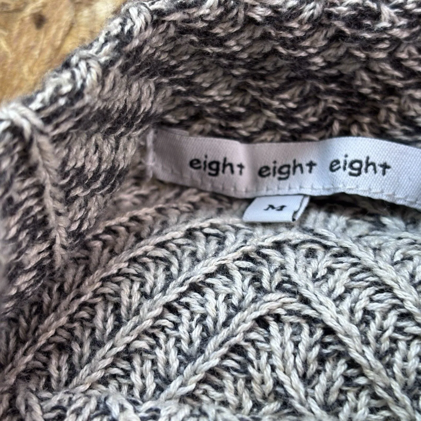 Eight Eight Eight Women’s Medium Chevron Knit Mock Neck Tunic Sweater Side Slits - Image 4