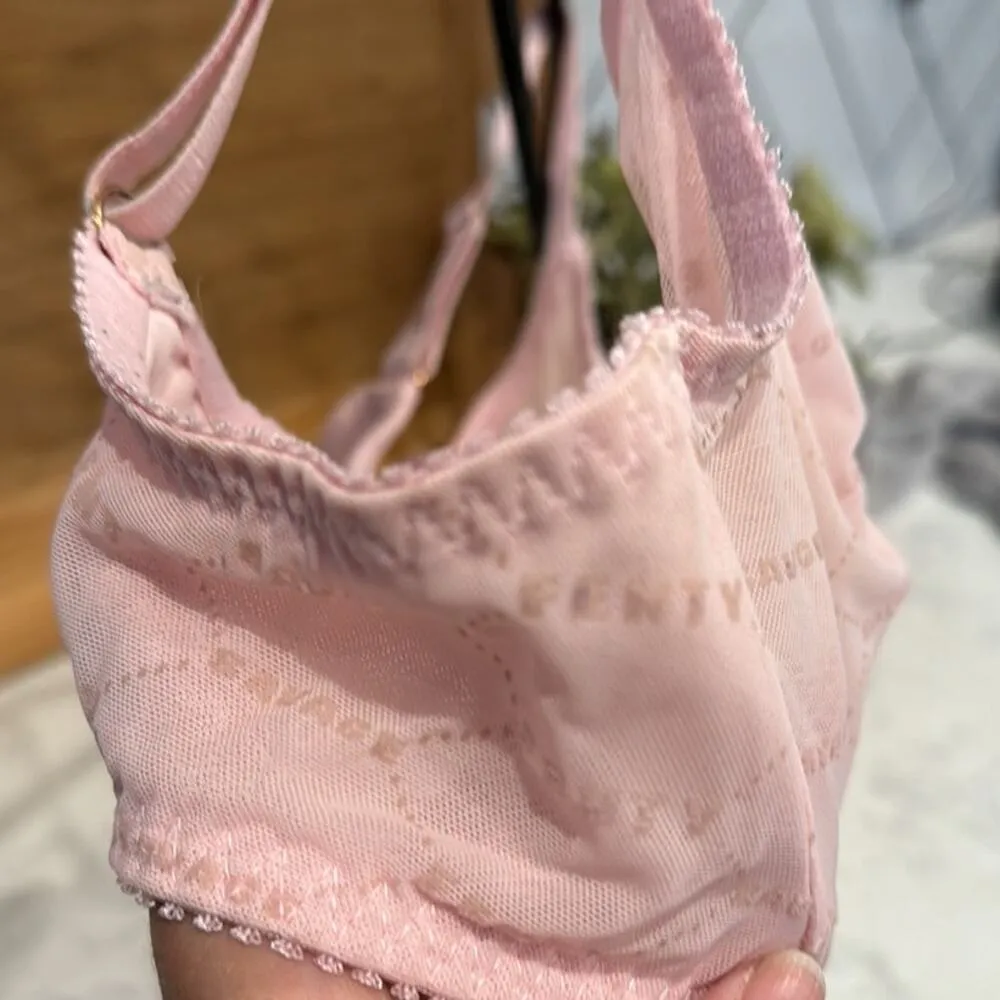 Savage x Fenty flocked logo cotton candy pink sheer with wire bra sexy size 36D - Image 5