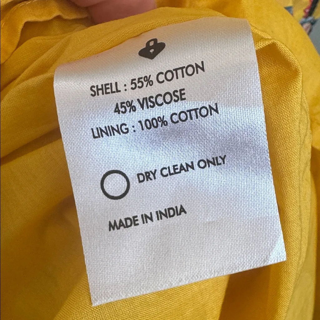 Emily Lovelock Yellow Mexico City Frida Print Tie Shoulder Midi Dress XS - Image 10