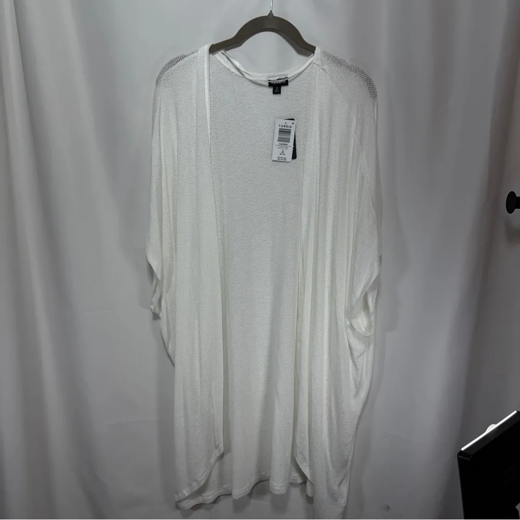 NWT Torrid Slub Hacci Open Front Cocoon Cardigan  - Cloud Dancer 3x - Image 3