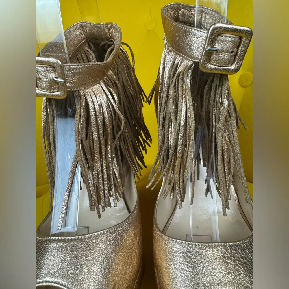 Christian Louboutin Veau Velours Fringe Courtain Pumps In Cafe Creme Size 38 - Image 11