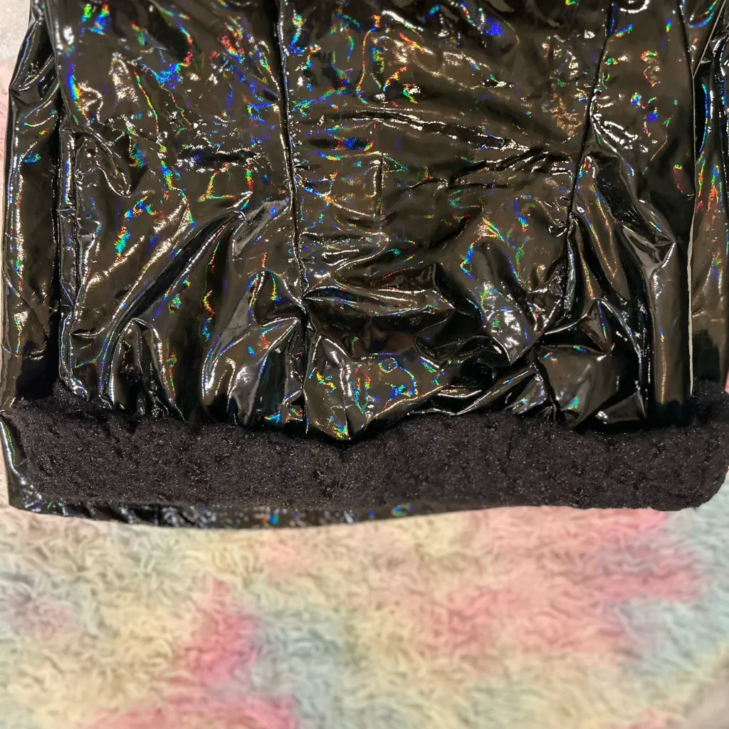 Black Holographic Strapless Dress Size L - Image 4