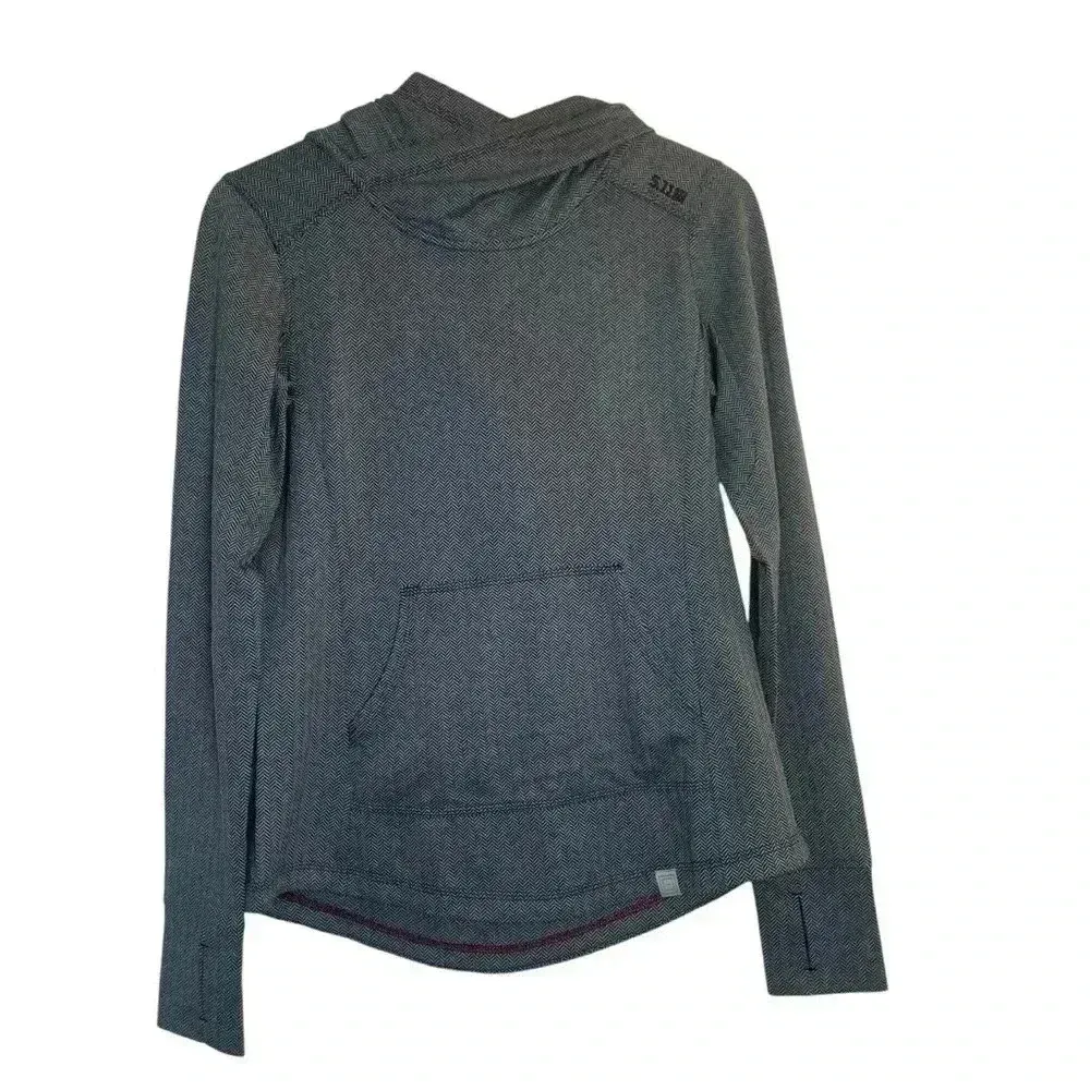 5.11 Tactical Donna Black Herringbone Hoodie Women’s Size S Thumb‎ Holes Casual - Image 2