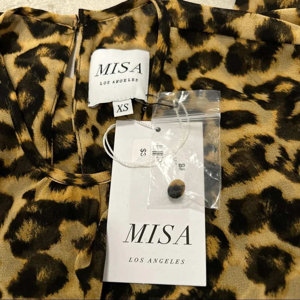 MISA Los Angeles Katia Leopard Print Ruffle Long Sleeve Mini Dress Size XS. NEW - Image 14