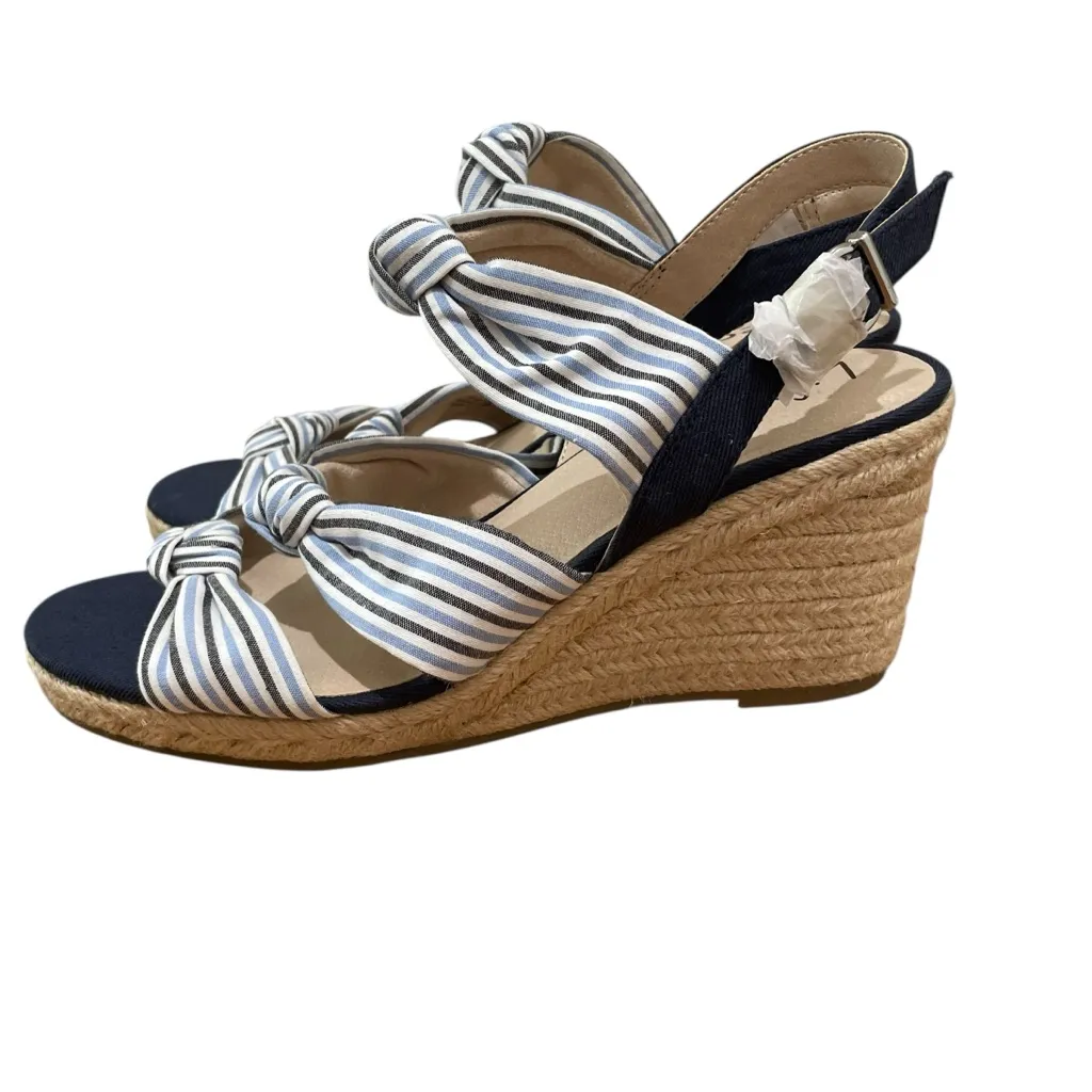 LifeStride Talent Espadrille Wedge Sandals Navy Blue White Women’s Size 10 - Image 7