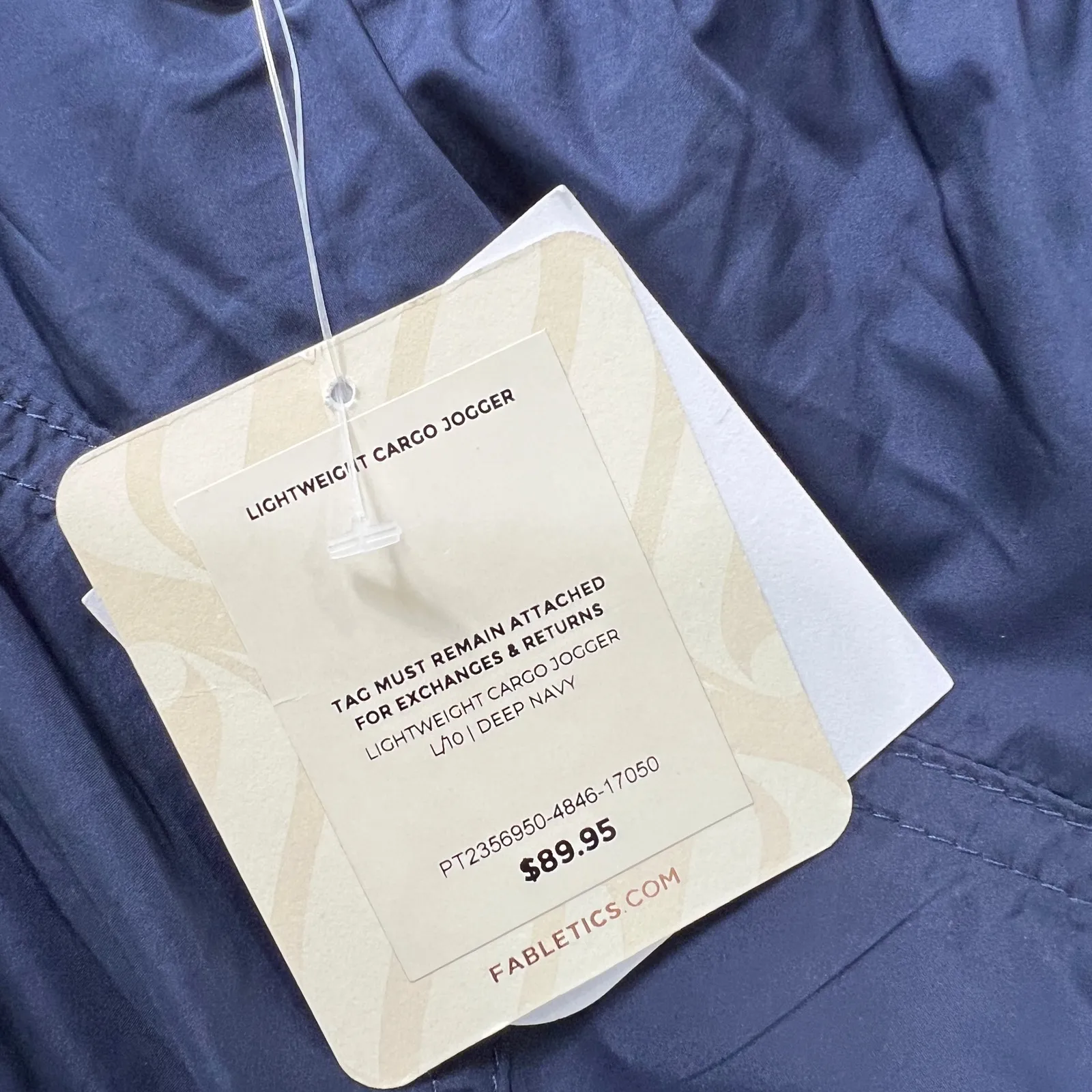 Fabletics‎ Cargo Jogger Pants Women's Large Navy Blue Nylon Blend Elastic NWT - Image 6