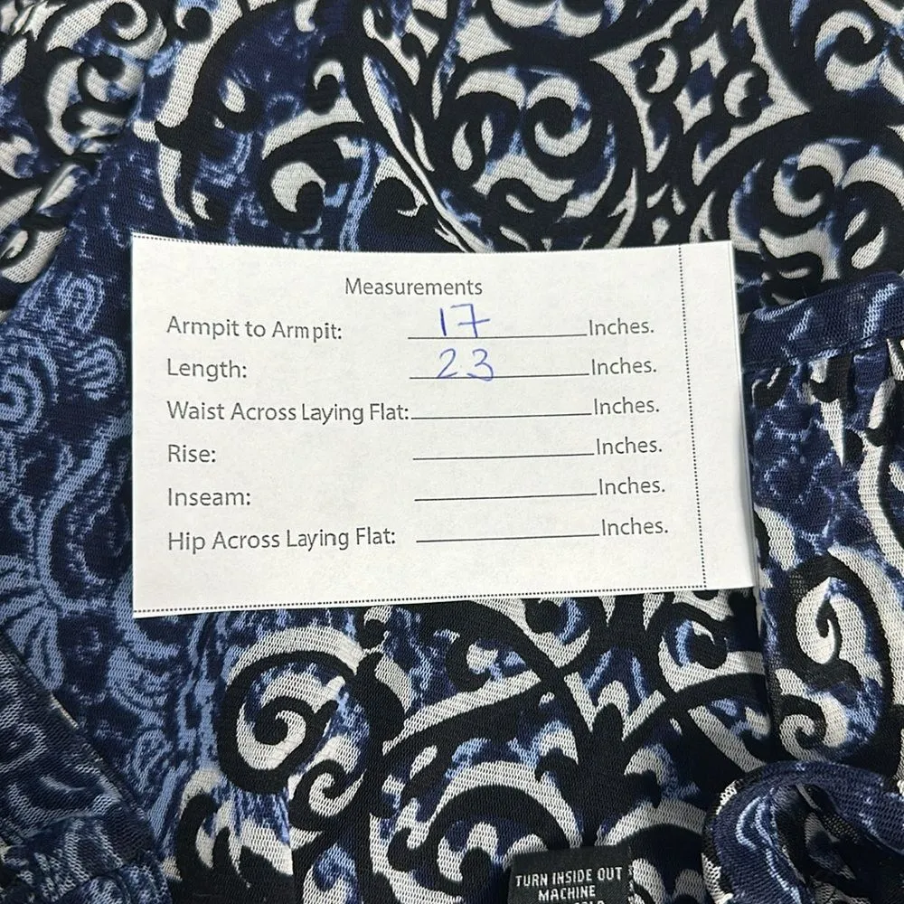 INC International Concepts Blue Geometric Cold Shoulder Sleeve Top Sz S - Image 12