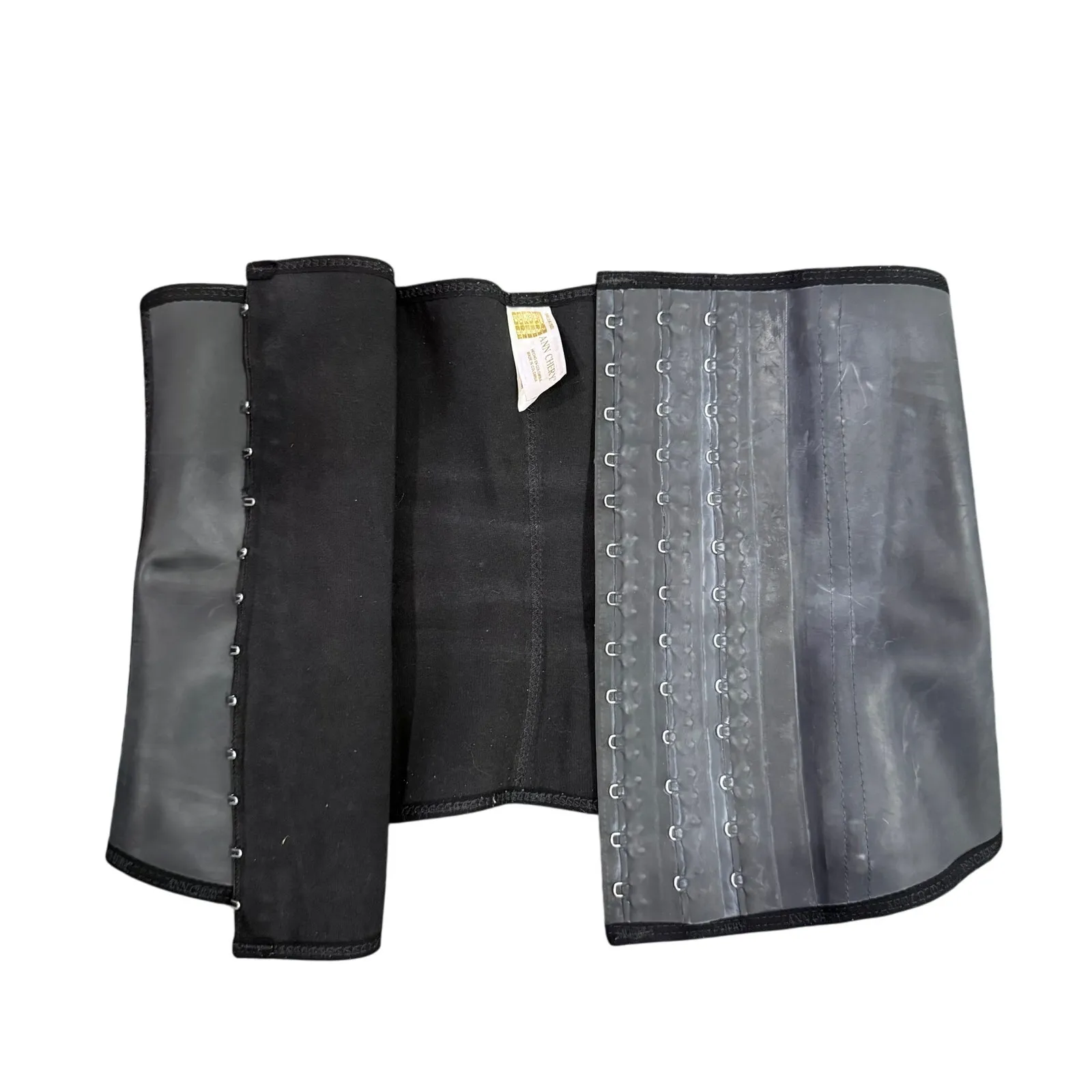 Ann Chery Colombia Latex Hook and Eye Shapewear Corset in Black, Size 38 Black - Image 2