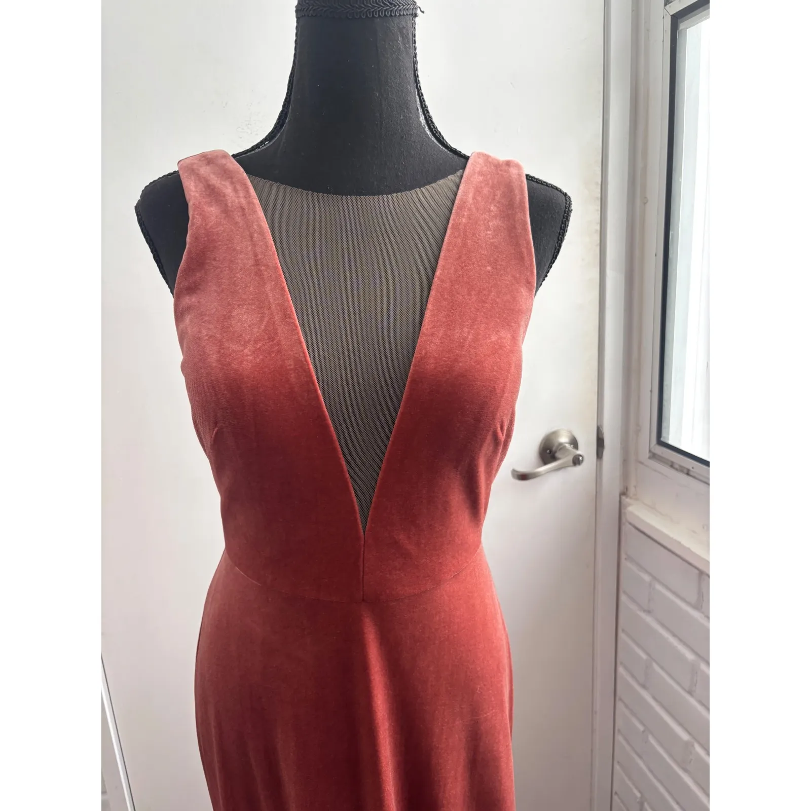 Jenny Yoo Collection Logan Velvet Maxi Dress 4 Illusion Plunge gown bridesmaid - Image 4