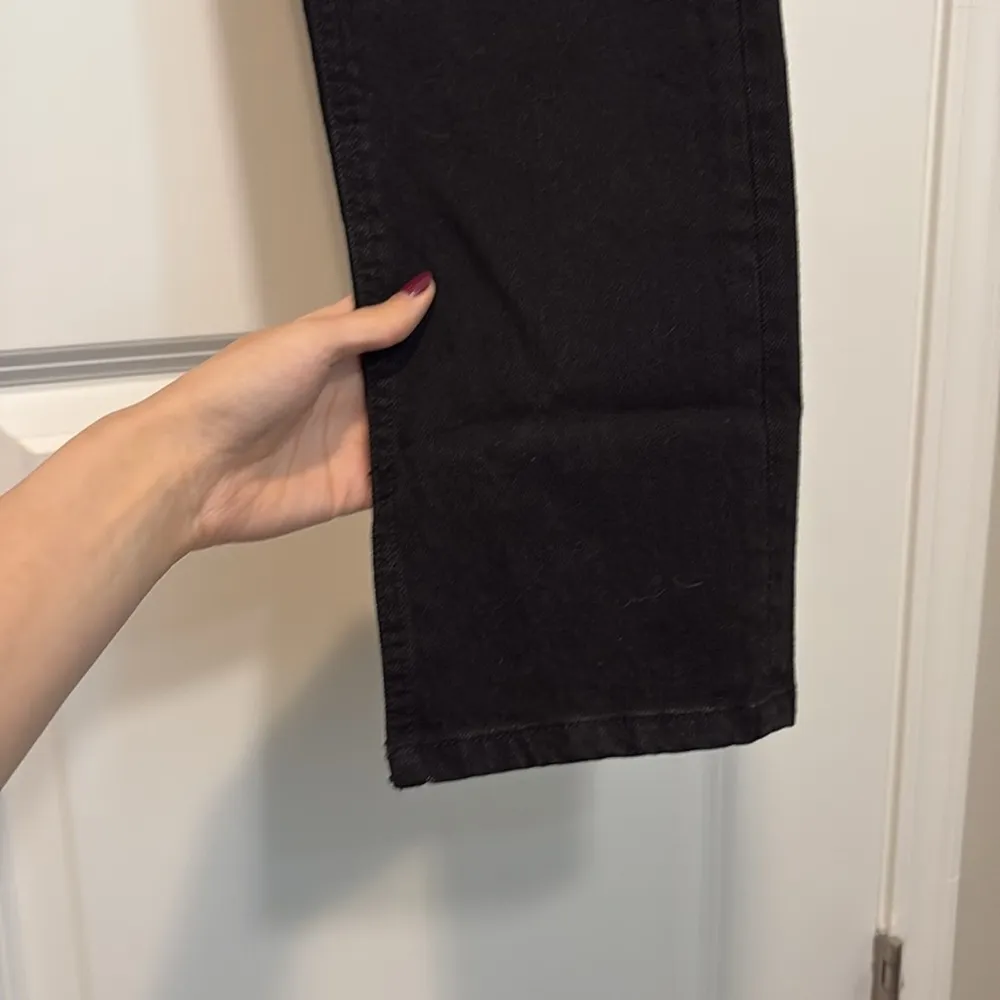 Zara Split Hem Slim Jeans Black High-Rise Full Length Straight Leg Size 8 - Image 8