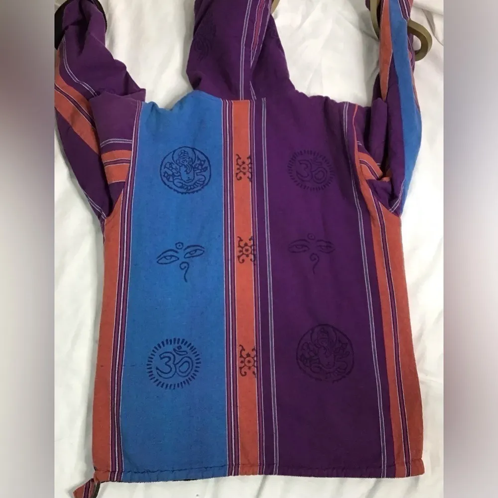 Vintage Stripped Long Sleeve Pull Over Flannel 3‎ Toggle Button Unisex si… Purple Size undefined - Image 5