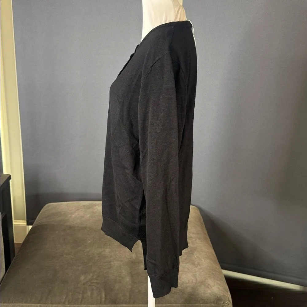 Women’s Black Knit Cardigan Sweater Round Neck Long Sleeve Size M (8 - Image 4