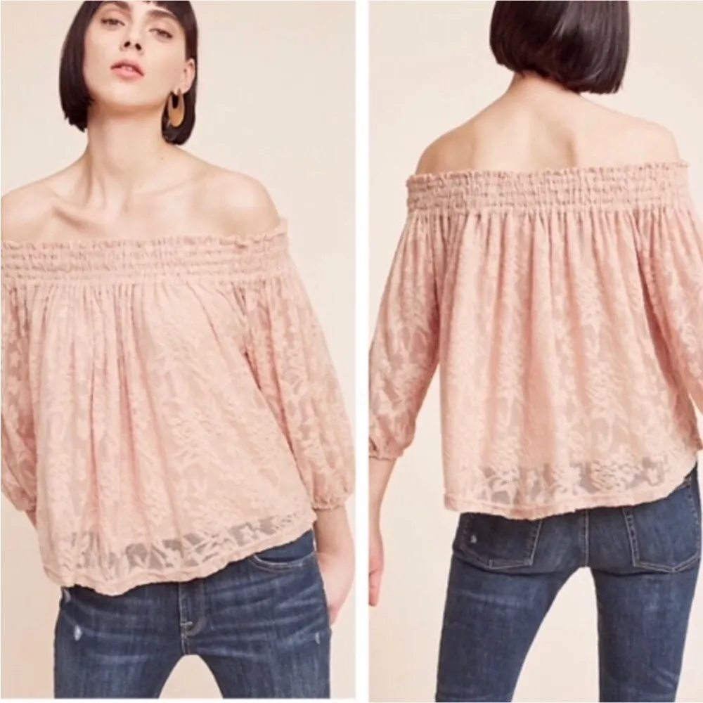 Deletta Blush Lace Off Shoulder Blouse - Image 2