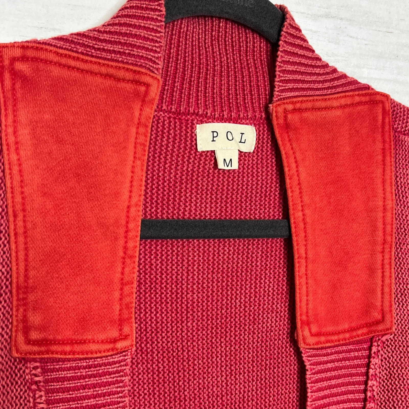 POL Open Front Cardigan Sweater Red Size Medium - Image 4
