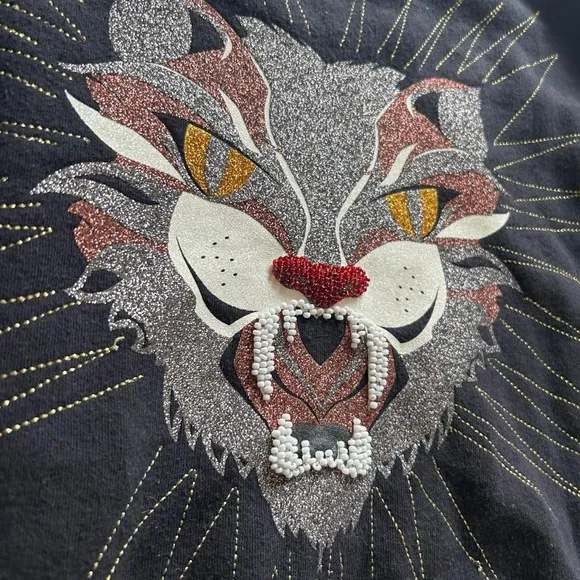 Aeropostale Embroidered Beaded Cat Graphic Sweatshirt - M - Image 2