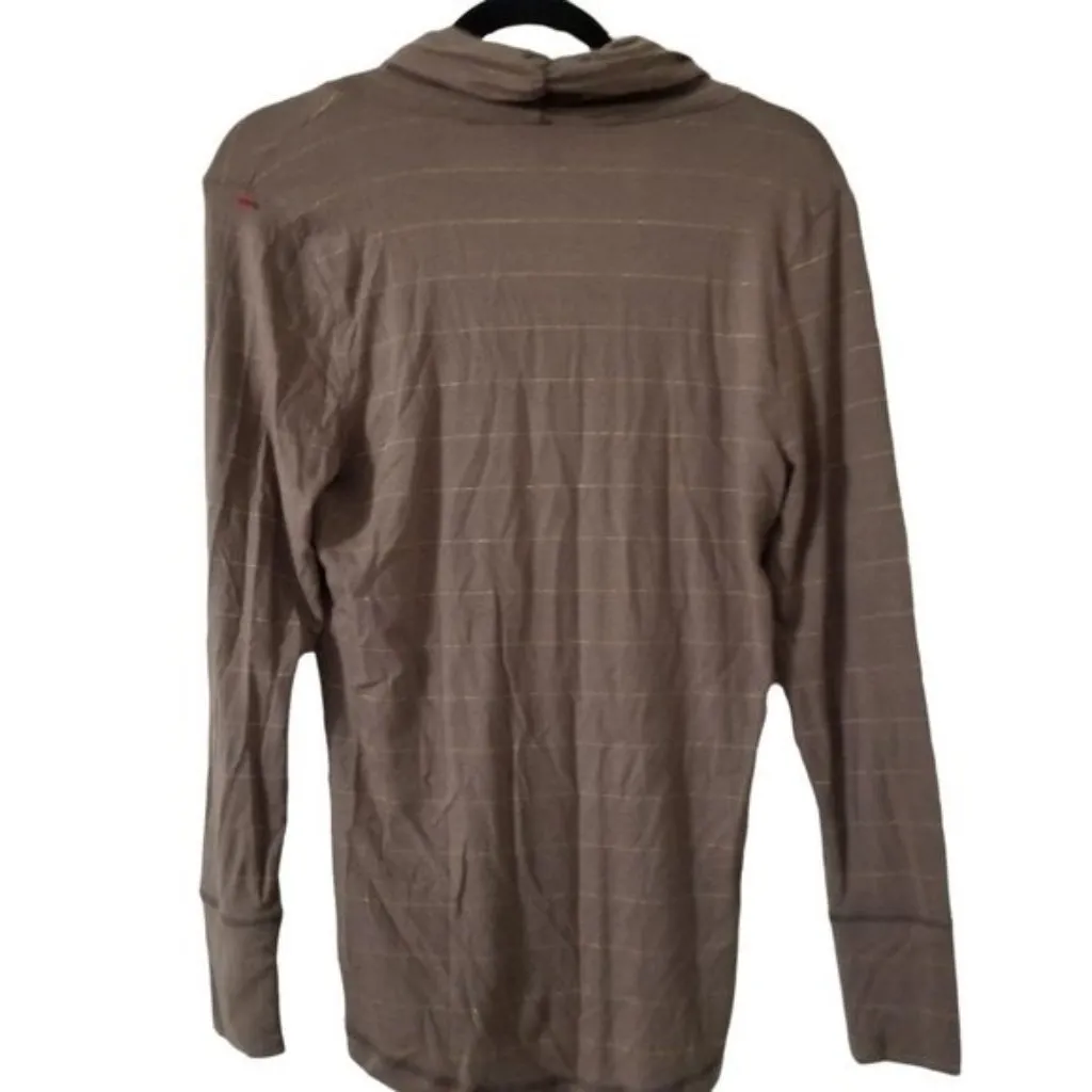 Banana Republic S Brown Striped Long Sleeve Cowl Neck Top 90% Modal 7% Spandex - Image 3