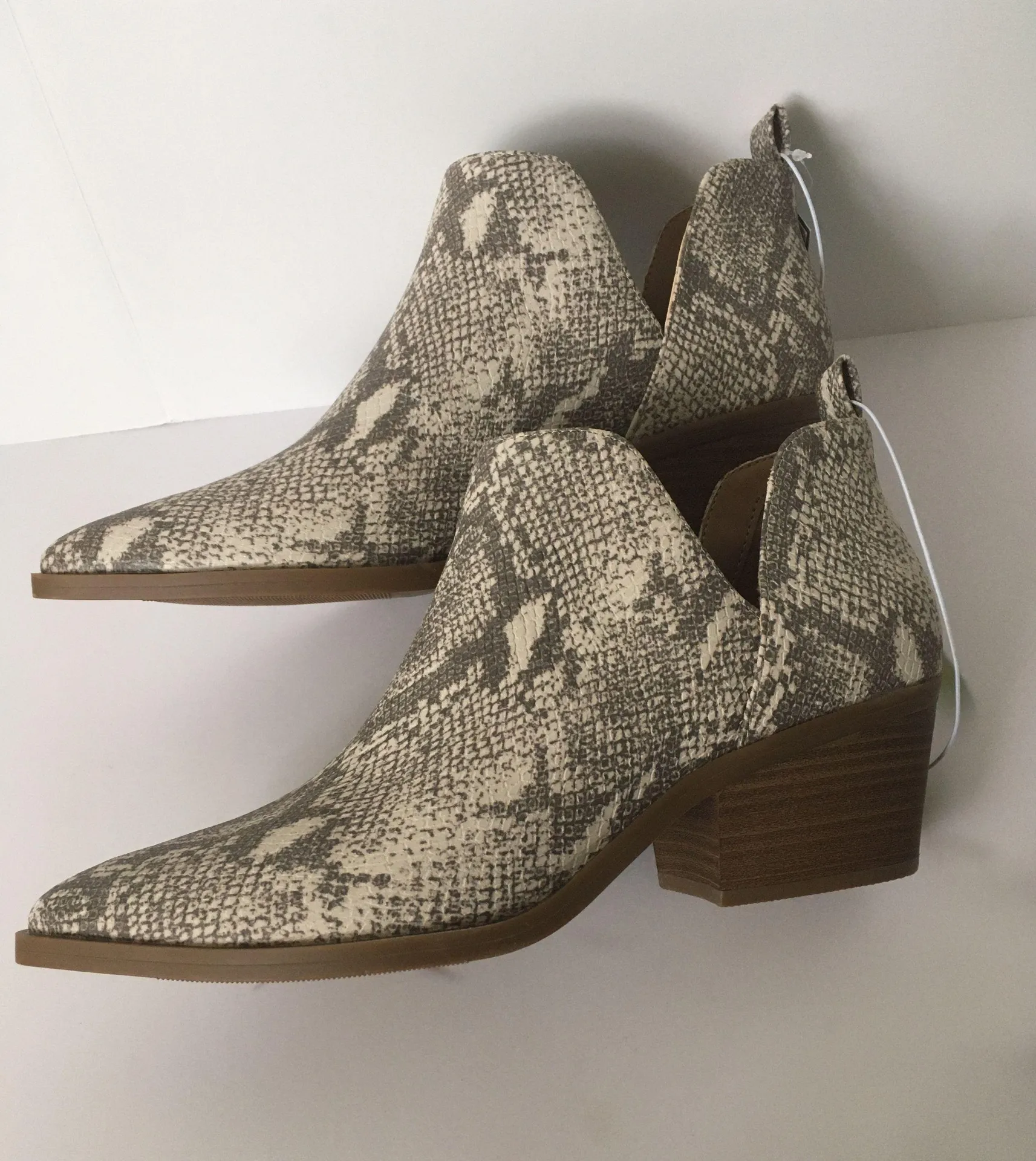 Snake Print Ankle Boots, Size 9 White - Image 3