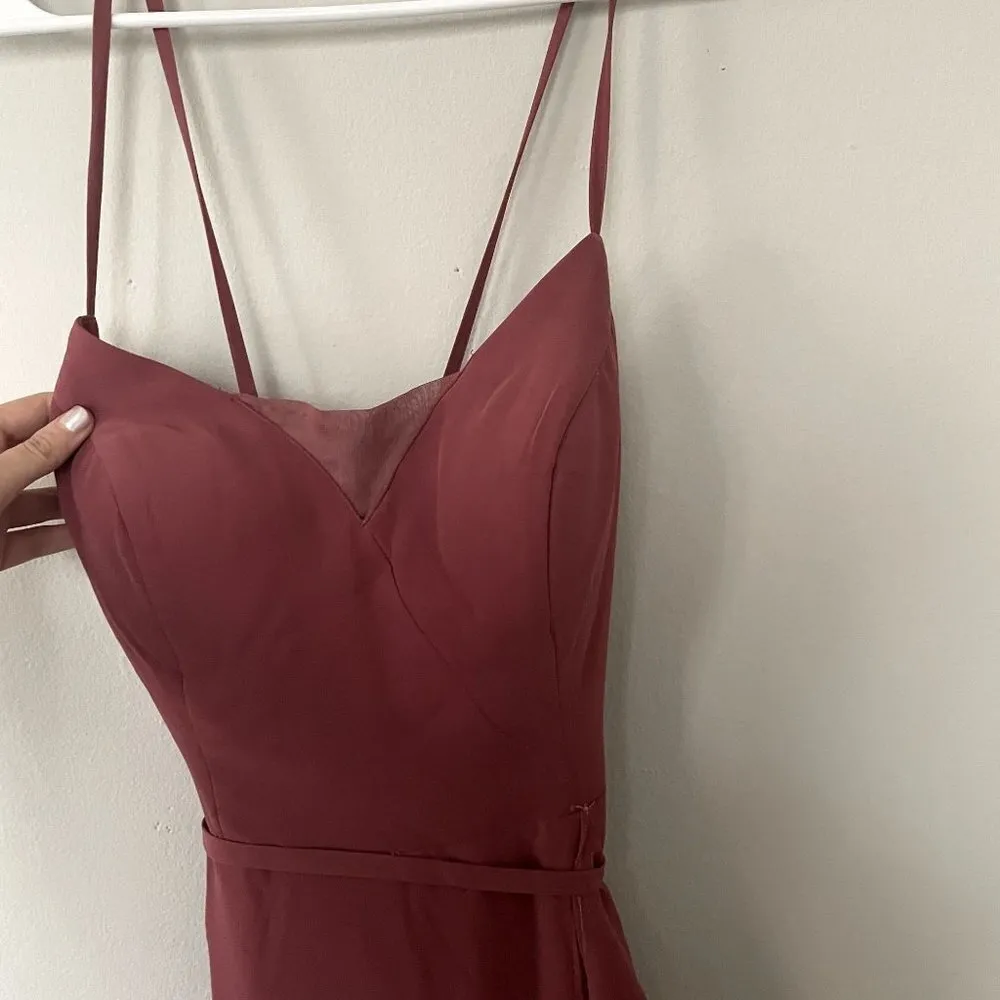 Azazie maroon pink dress criss cross back spaghetti straps formal c bridesmaid - Image 2