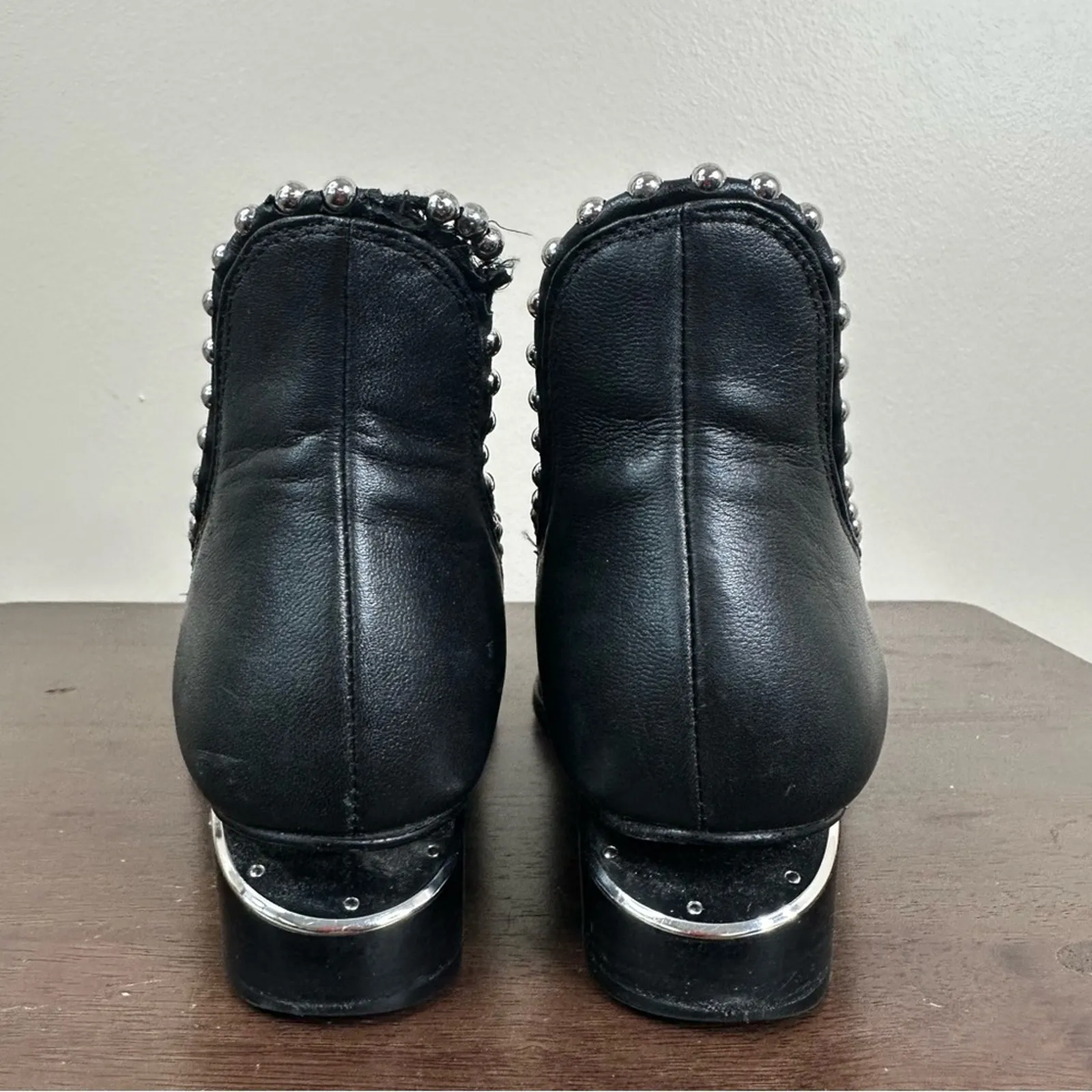 Alexander Wang Kori Cutout Studded Black Leather Ankle Boots Womens 36.5 - Image 4