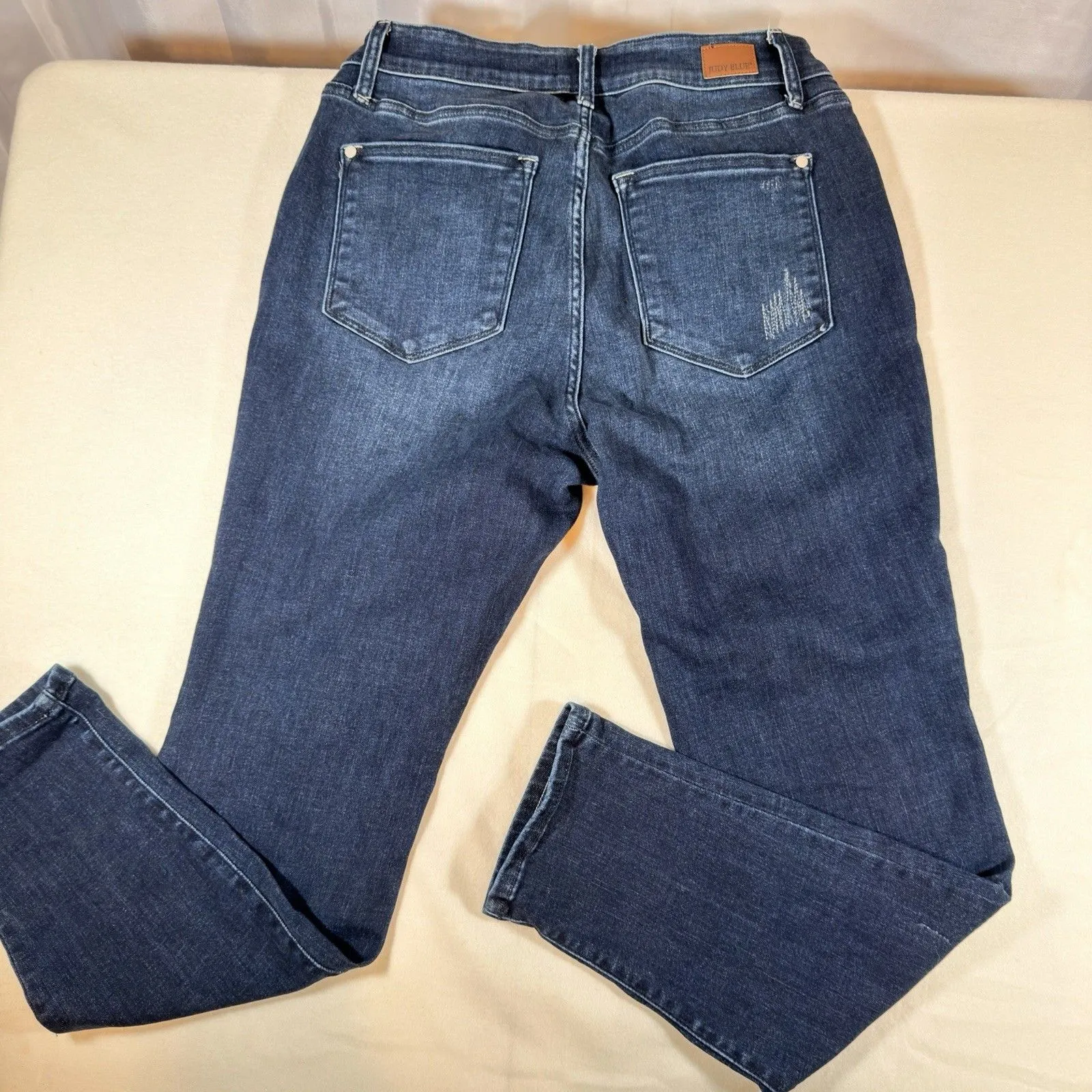 Judy Blue Jeans Womens Sz 14 Blue Boyfriend Fit Distressed Stretch Tummy Control - Image 10