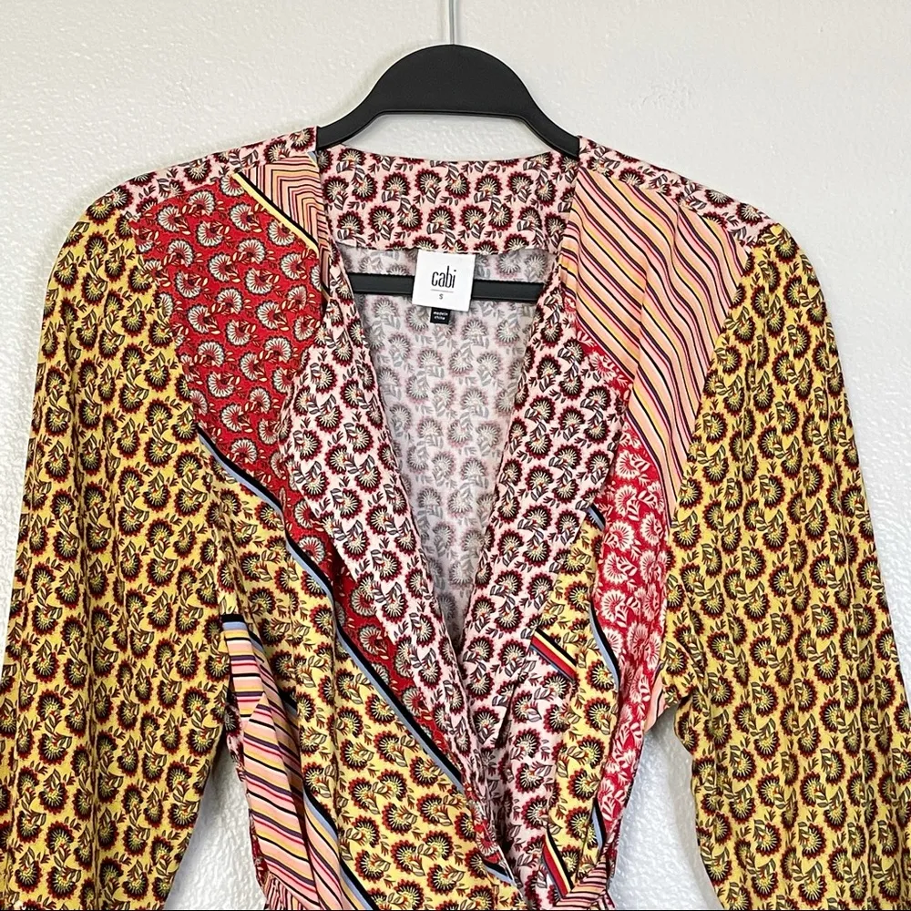 CAbi Style 5664 Poet Jacket Boho Patchwork Multicolor Kimono Cardigan Size Small - Image 3