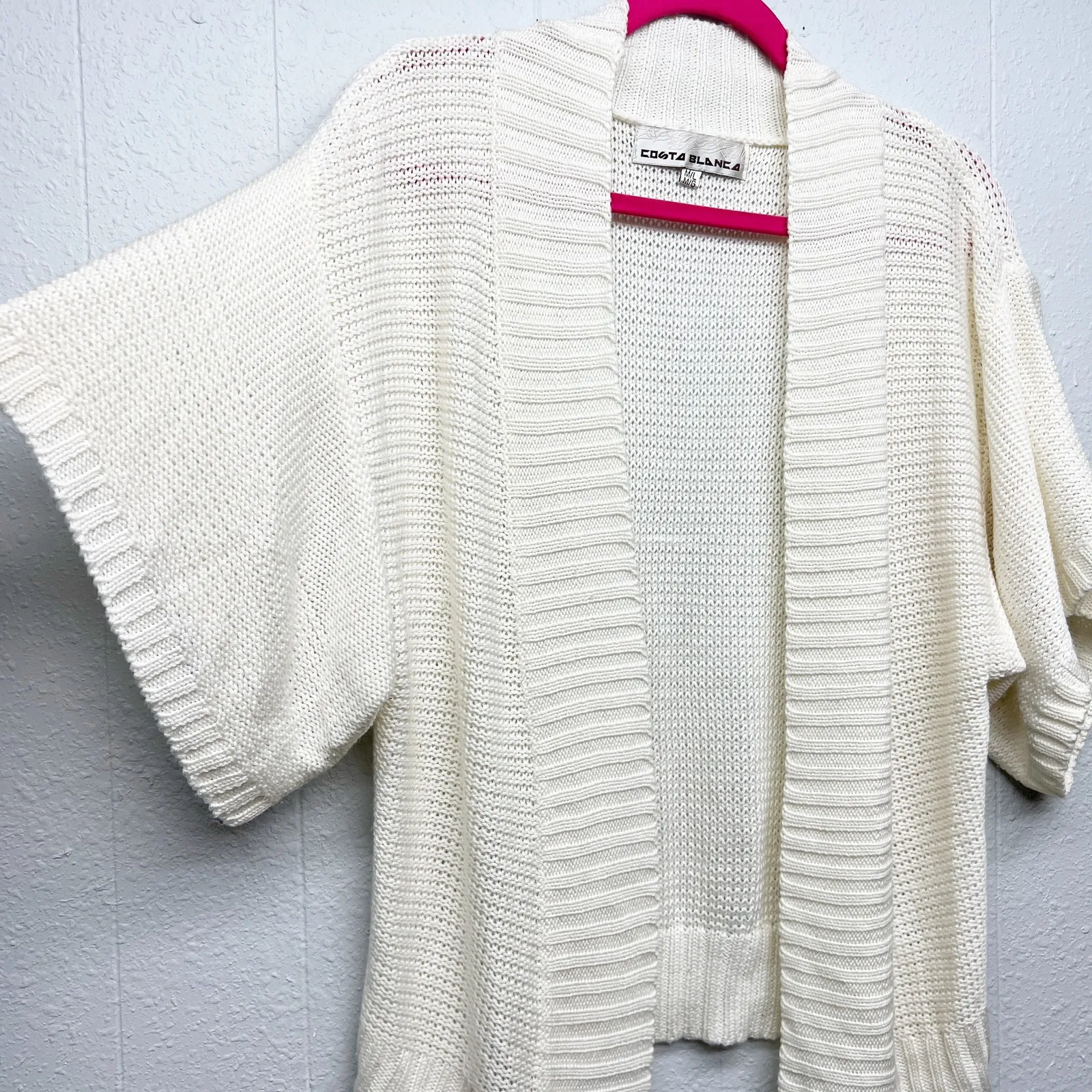 Costa Blanca Knit Cardigan Sweater Womens M/L Opne Front Relaxed Boho Beachy White Size M - Image 5