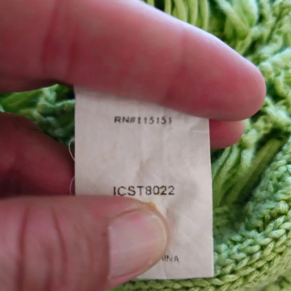 Buckle Romeo & Juliette Couture Lime Dolman Macrame Crochet Sweater Size Small - Image 7