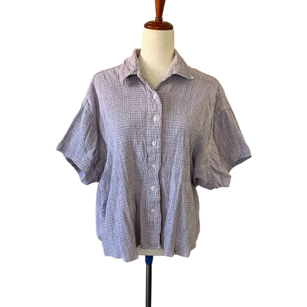 Woolrich Cotton Gauzy Short Sleeve Button Down Blouse - Image 9