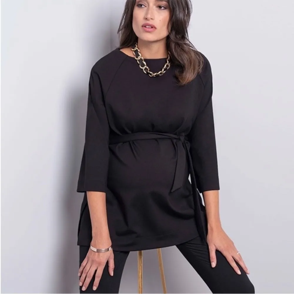 BOGO Seraphine Ponte Knit Tunic Top in Size US 2 Maternity Black - Image 2