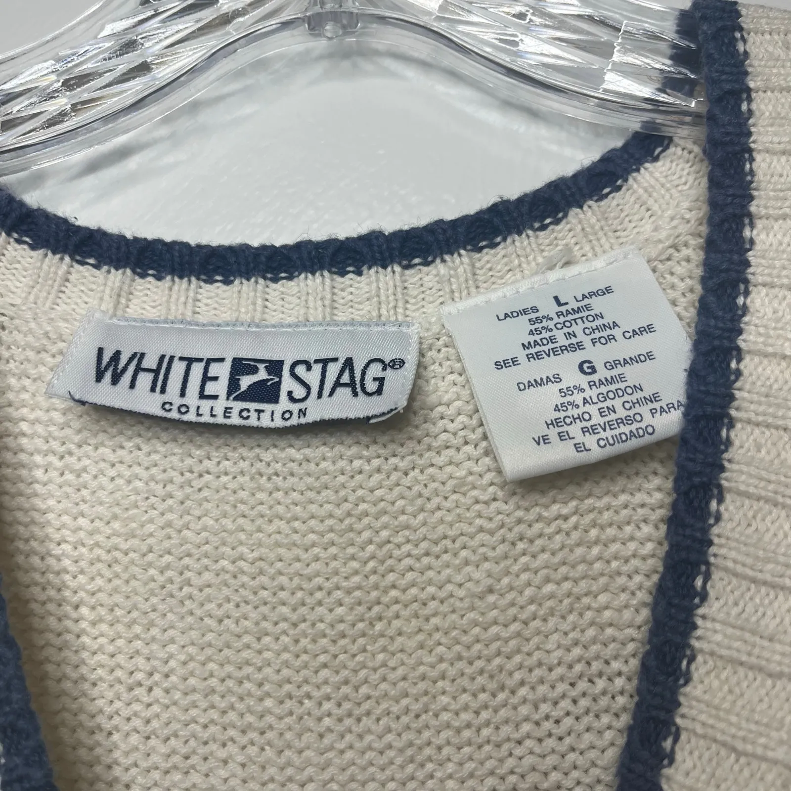 White Stag Collection Nautical Knit Sweater Vest Island Sailboat Coastal Theme L Size L - Image 4