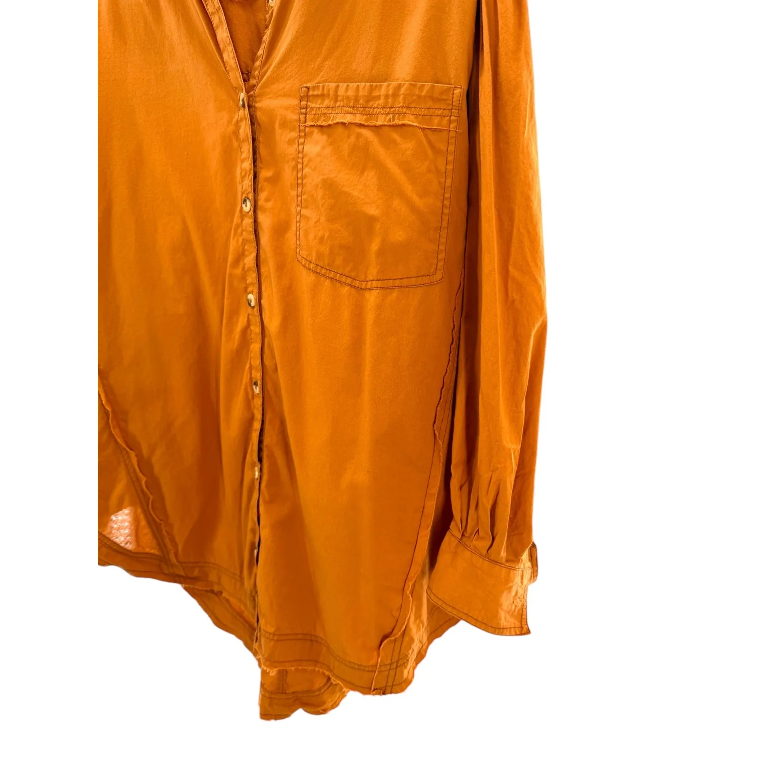 We the Free People Happy Hour Solid Poplin Button Down Shirt XL Oversized Boxy - Image 6