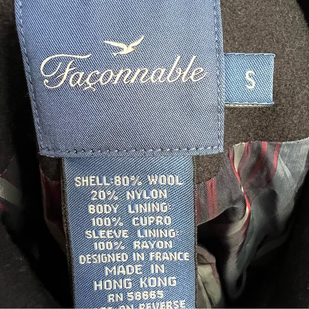 Faconnable Black Wool Battalion Style Military Jacket Small - Image 4