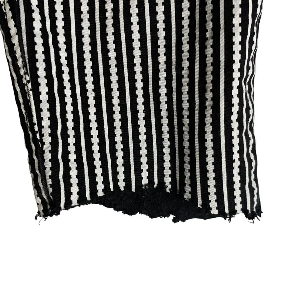 Vintage 90s TRIPP NYC Capri Cut Off Pants 5 Black White Stripe Pockets Goth Rave - Image 6