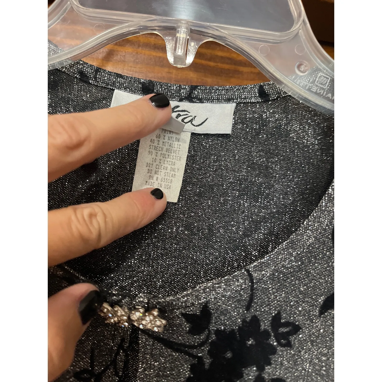 PATRA shimmer, velour floral print bolero crop style jacket 14 Black - Image 4