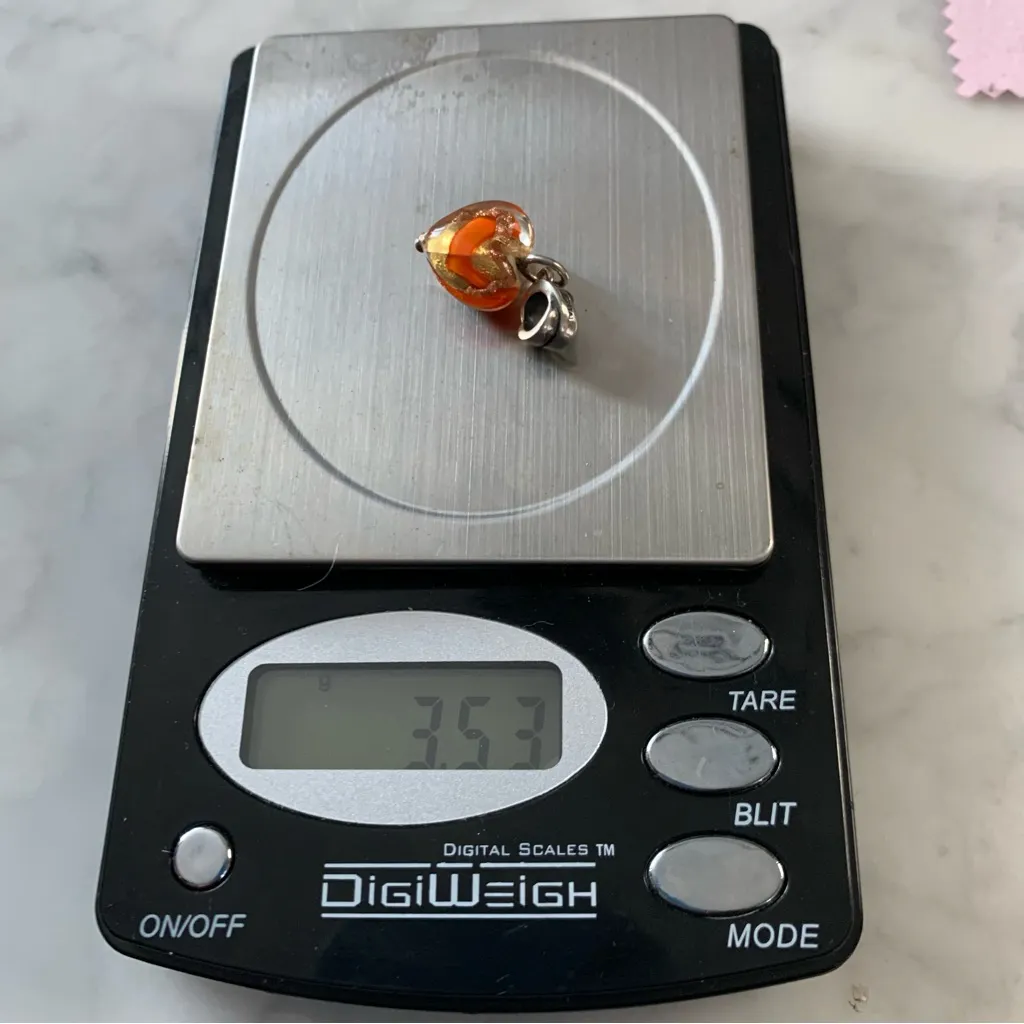 Kay Jewelers Charmed Memories Murano Glass Heart Dangle Charm Orange/gold 925 MA Orange - Image 7