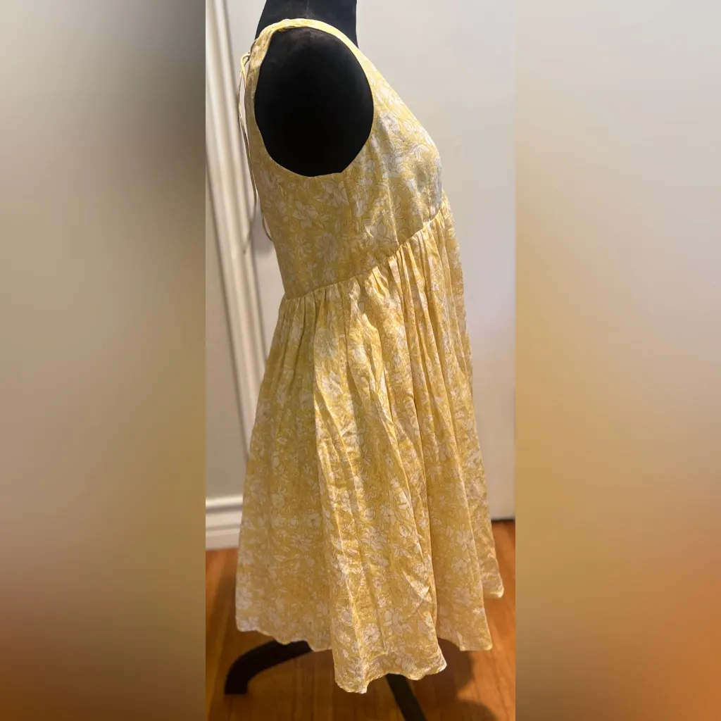 J.Crew Swingy V-Neck Tie-Back Lined Mini Dress in Tossed Yellow Floral Size‎ XS - Image 10