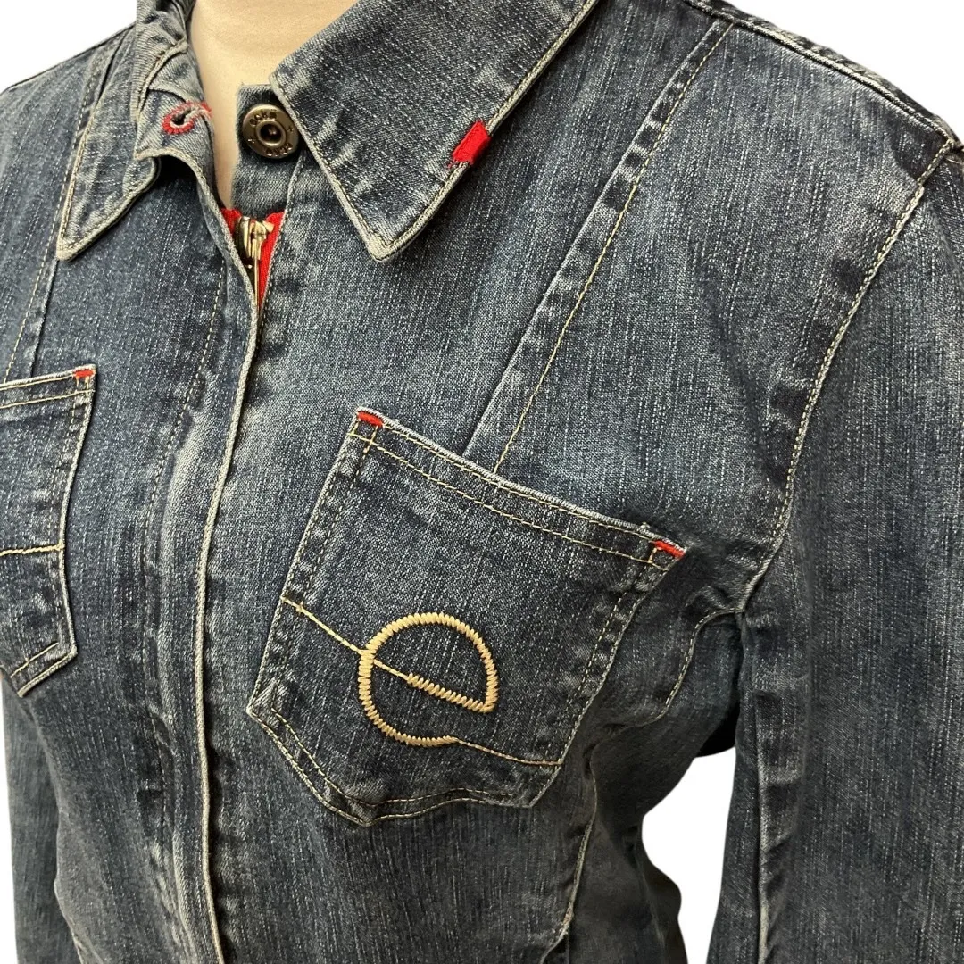 Ecko Red Women's Stretch Long Sleeve Full Zip Curvy Pockets Jean Jacket Size M Blue Size M - Image 4