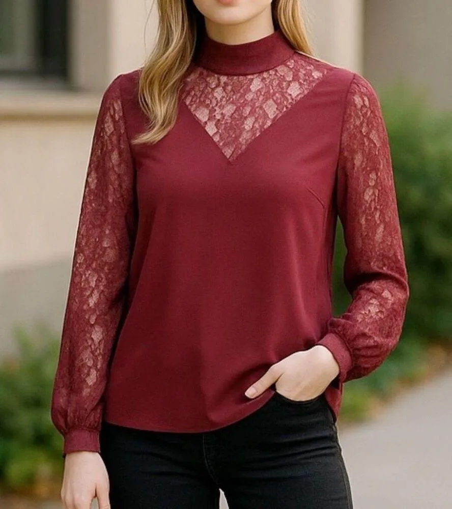 Primark Blouse Sz 4 Victorian Inspired  Lace Long Sleeve Romantic Evening Date - Image 6