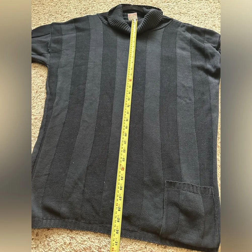 Avon Fashion Cotton Knit Pullover Sweater Mock Turtleneck Women's Large Vtg 80s Black - Image 6