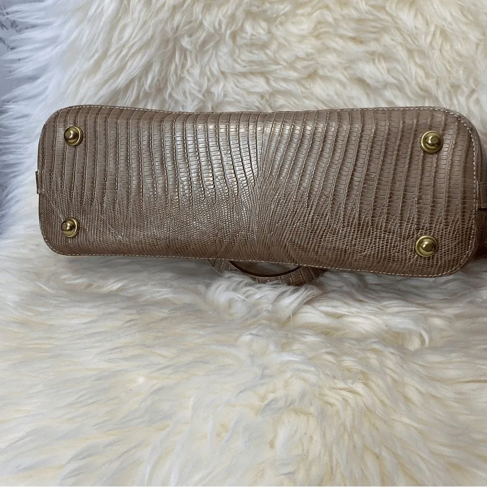 BRAHMIN MINI ASHER in CABANA VINEYARD Cream & Brown GENUINE LEATHER HANDBAG - Image 3